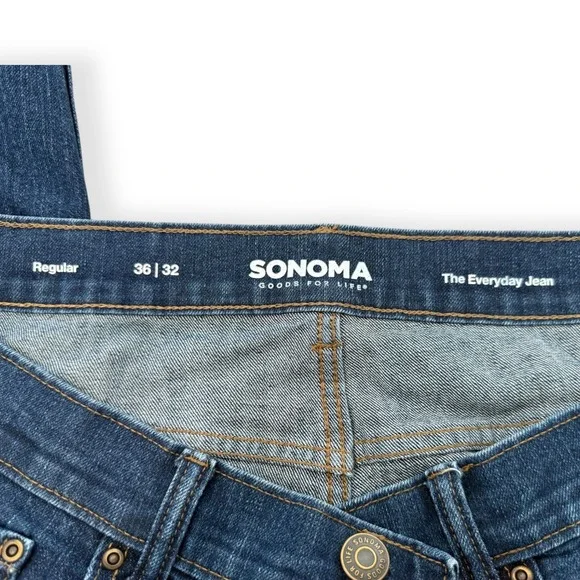 Sonoma Men's Everyday Jeans Relaxed Straight Blue Denim Size 36x32 - Picture 5 of 9